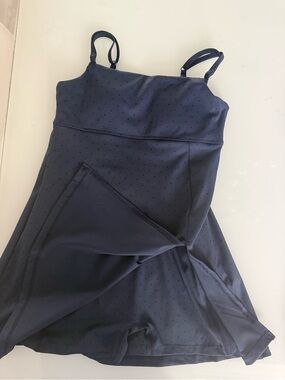 Navy Polka Dot Adjustable Strap Slip Dress